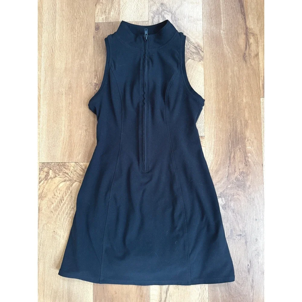 ALO Yoga W8253R Black Sleeveless Zip Back Fit Flare Dress Women's M